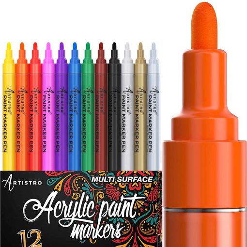 Kei Tof - ARTISTRO 12 Kleuren Acryl Verf Markers Medium Tip