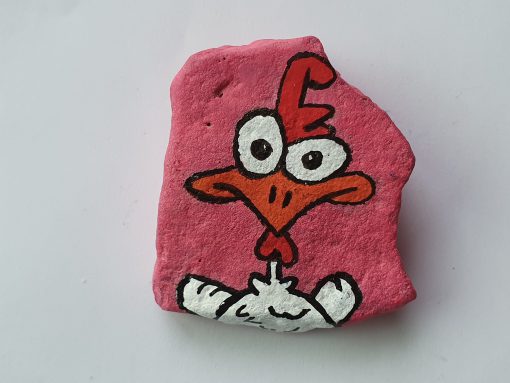 Kip met roze achtergrond