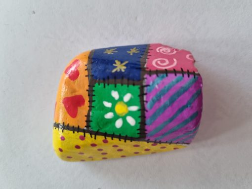 Lappendeken geel , hartjes, sterretjes