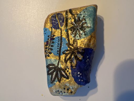 Bloemen - goud/blauw