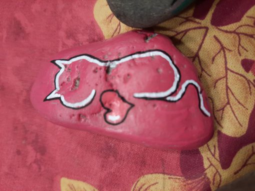 Poes met hart roze