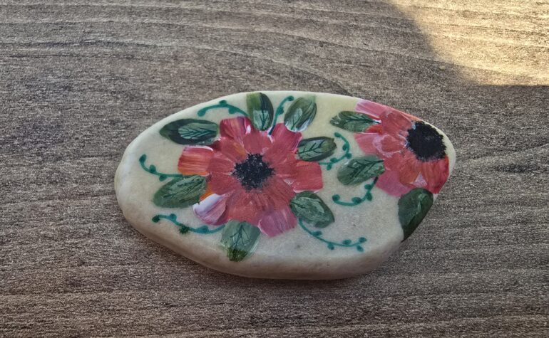 Kei Tof - Oranje/rode bloemen geverfd