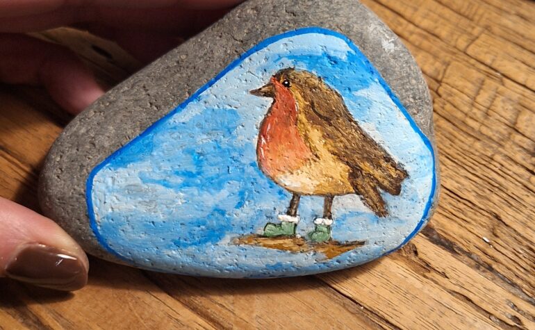 Kei Tof - Roodborstje met snowboots