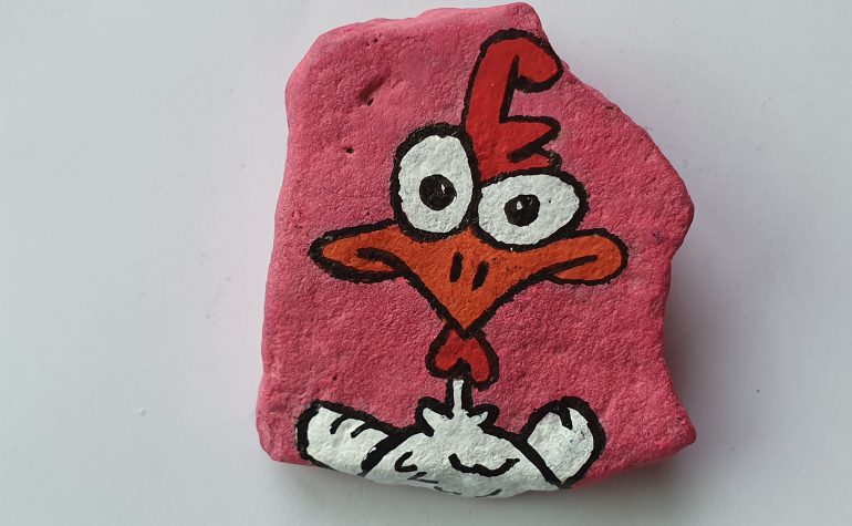 Kei Tof - Kip met roze achtergrond