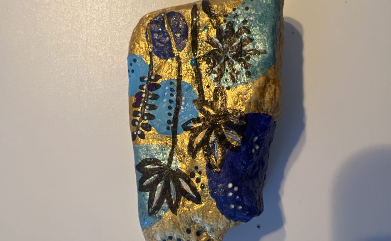 Kei Tof - Bloemen - goud/blauw